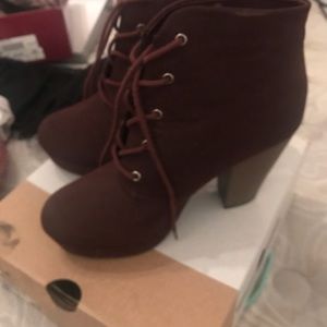 Burgundy suede booties
